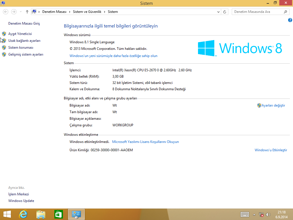 Formatlık Windows 8.1 Single Language 1