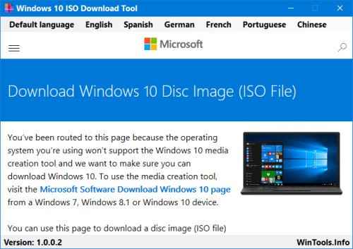 Windows 10 ISO Download Tool 2