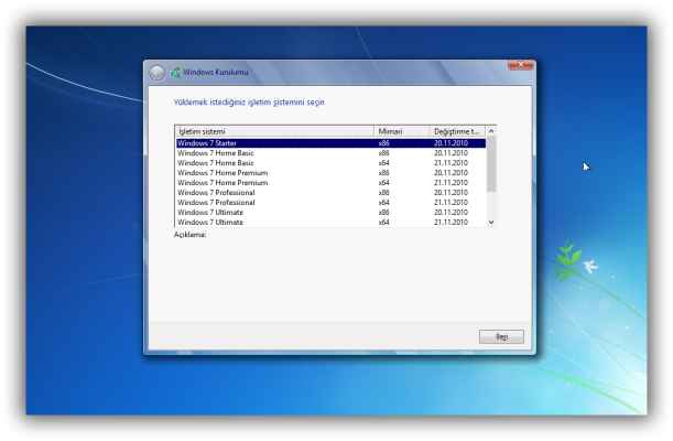 Windows 7 Tüm Sürümler ESD